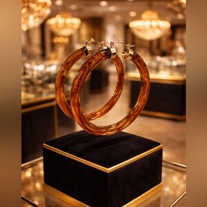 Brown Resin Hoop Earrings